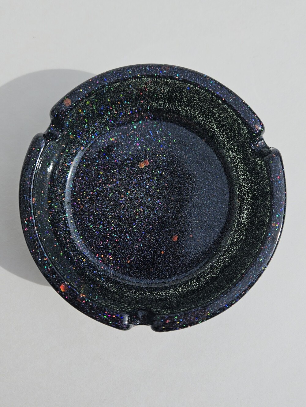 Handmade Dark Green Glitter Resin Ashtray Home Decor Accent Witchy Plant